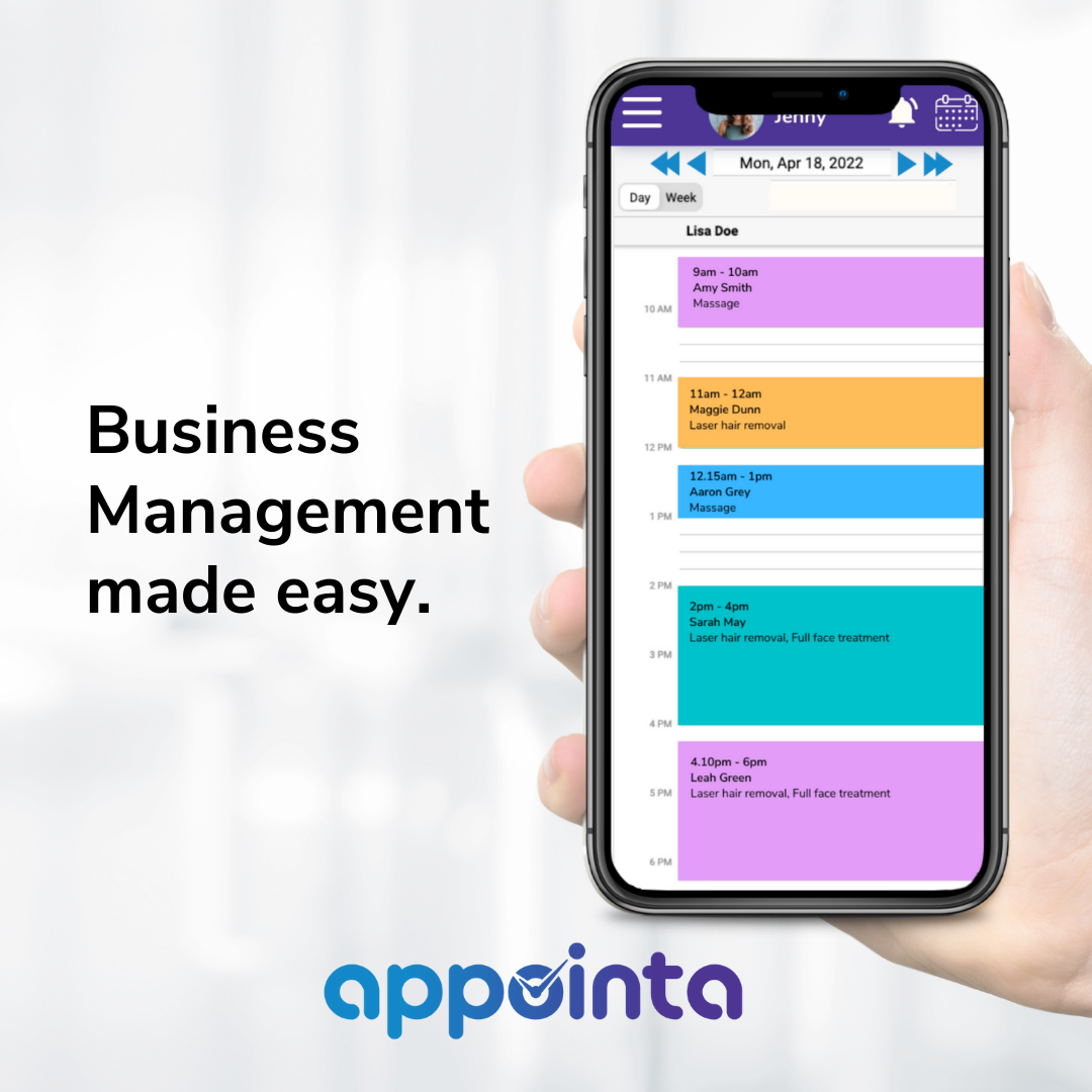 Appointa business management mobile view